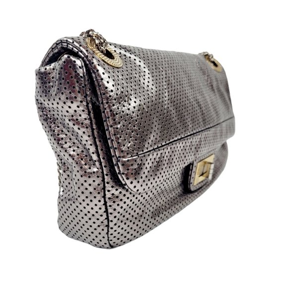 NEW Chanel Silver Metallic Perforated 2.55 Bag - Picture 3 of 14